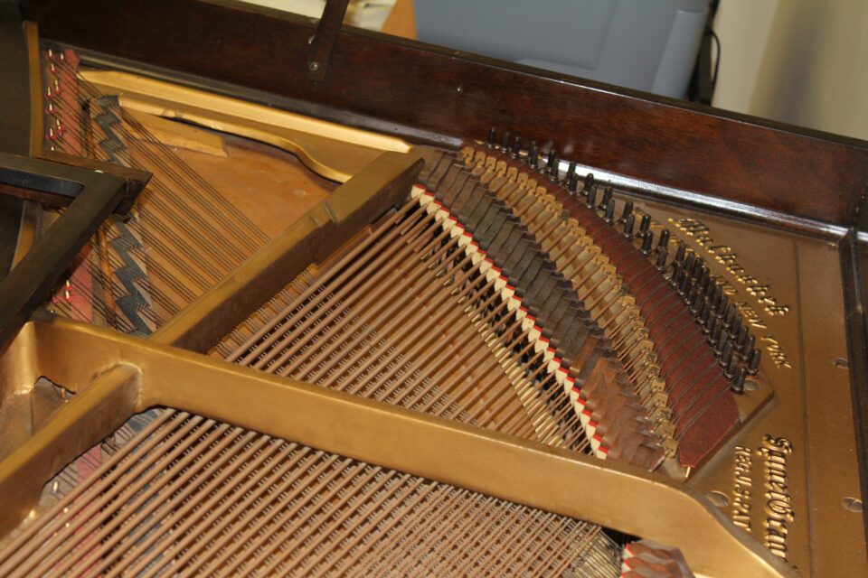 Mathushek spinet grand piano - tenor hitch pins