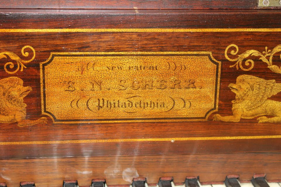 Scherr square piano nameplate