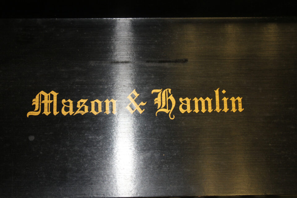 Mason & Hamlin screw-stringer upright piano nameplate