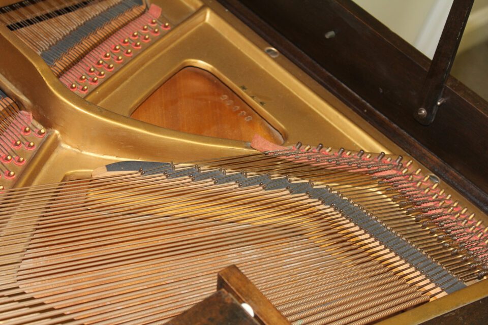 Mathushek spinet grand piano - bass bridge